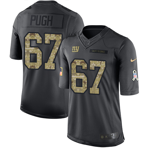 Men's Limited Justin Pugh Nike Jersey Black - #67 2016 Salute to Service NFL New York Giants